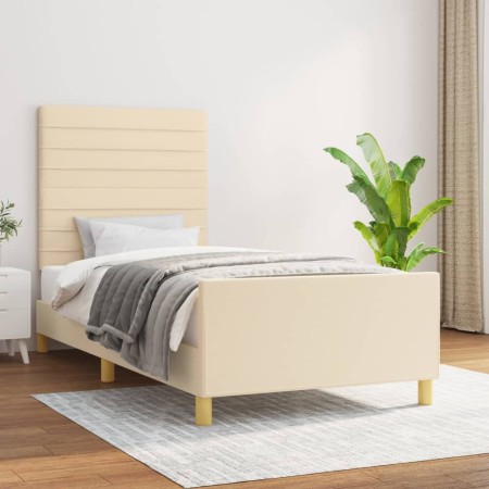 Estructura de cama con cabecero de tela color crema 80x200 cm de , Camas y somieres - Ref: Foro24-3125095, Precio: 153,97 €, ...