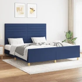 Bed frame with blue fabric headboard 160x200 cm by , Beds and slatted bases - Ref: Foro24-3125152, Price: 216,89 €, Discount: %