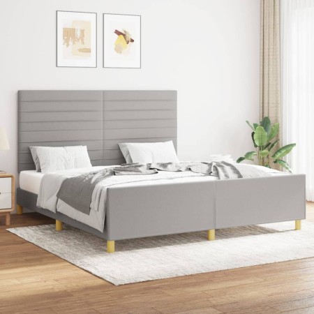 Estructura de cama con cabecero tela gris claro 160x200 cm de , Camas y somieres - Ref: Foro24-3125146, Precio: 220,97 €, Des...