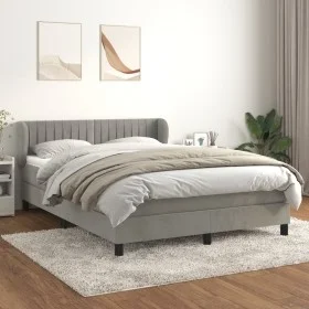 Cama box spring con colchón terciopelo gris claro 140x190 cm de , Camas y somieres - Ref: Foro24-3127607, Precio: 452,27 €, D...