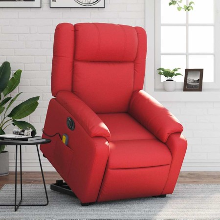 Sillón de majaje elevable eléctrico cuero artificial rojo en Sillones | Comprar online en Foru.es