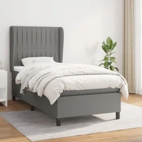 Box spring bed with dark gray fabric mattress 100x200 cm by , Beds and slatted bases - Ref: Foro24-3128102, Price: 364,10 €, ...