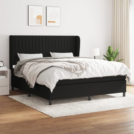 Cama box spring con colchón tela negro 160x200 cm de , Camas y somieres - Ref: Foro24-3128135, Precio: 584,95 €, Descuento: %