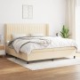 Cama box spring con colchón tela color crema 200x200 cm de , Camas y somieres - Ref: Foro24-3128154, Precio: 634,32 €, Descue...