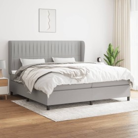 Cama box spring con colchón tela gris claro 200x200 cm de , Camas y somieres - Ref: Foro24-3128149, Precio: 696,14 €, Descuen...