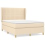 Cama box spring con colchón tela color crema 140x200 cm de , Camas y somieres - Ref: Foro24-3128690, Precio: 535,73 €, Descue...