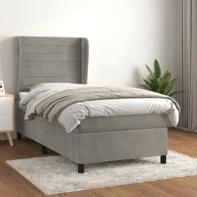 Cama box spring con colchón terciopelo gris claro 80x200 cm de , Camas y somieres - Ref: Foro24-3129237, Precio: 325,73 €, De...