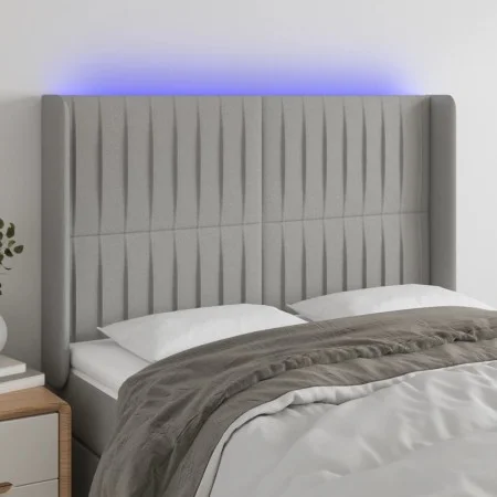 Light gray fabric headboard with LED 147x16x118/128 cm by , Headboards and footboards - Ref: Foro24-3124284, Price: 130,04 €,...