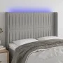 Light gray fabric headboard with LED 147x16x118/128 cm by , Headboards and footboards - Ref: Foro24-3124284, Price: 130,04 €,...