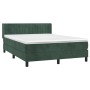 Cama box spring con colchón terciopelo verde oscuro 140x190 cm de , Camas y somieres - Ref: Foro24-3131078, Precio: 461,63 €,...
