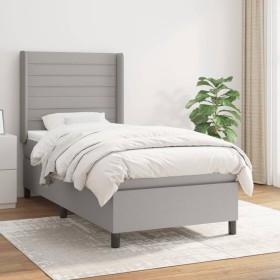 Cama box spring con colchón tela gris claro 80x200 cm de , Camas y somieres - Ref: Foro24-3131465, Precio: 321,35 €, Descuent...