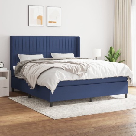 Cama box spring con colchón tela azul 160x200 cm de , Camas y somieres - Ref: Foro24-3131607, Precio: 562,31 €, Descuento: %