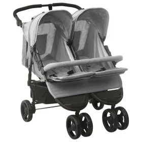 Carrito para gemelos de acero gris claro de vidaXL, Cochecitos de bebé - Ref: Foro24-10241, Precio: 260,32 €, Descuento: %