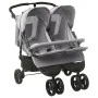 Carrito para gemelos de acero gris claro de vidaXL, Cochecitos de bebé - Ref: Foro24-10241, Precio: 260,32 €, Descuento: %
