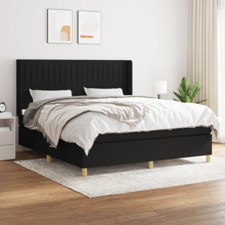 Cama box spring con colchón tela negro 160x200 cm de , Camas y somieres - Ref: Foro24-3132163, Precio: 641,88 €, Descuento: %