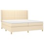Cama box spring con colchón tela color crema 200x200 cm de , Camas y somieres - Ref: Foro24-3132182, Precio: 629,79 €, Descue...