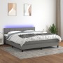 Cama box spring colchón y luces LED tela gris oscuro 160x200 cm de , Camas y somieres - Ref: Foro24-3133326, Precio: 516,63 €...