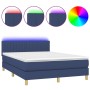 Cama box spring con colchón y LED tela azul 140x200 cm de , Camas y somieres - Ref: Foro24-3133883, Precio: 442,51 €, Descuen...