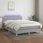 Cama box spring colchón y luces LED tela gris claro 140x190 cm de , Camas y somieres - Ref: Foro24-3133869, Precio: 474,11 €,...