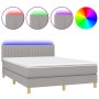 Cama box spring colchón y luces LED tela gris claro 140x190 cm de , Camas y somieres - Ref: Foro24-3133869, Precio: 474,11 €,...