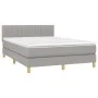 Box spring bed mattress and LED lights light gray fabric 140x190 cm by , Beds and slatted bases - Ref: Foro24-3133869, Price:...