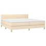 Cama box spring con colchón y LED tela crema 200x200 cm de , Camas y somieres - Ref: Foro24-3133906, Precio: 552,20 €, Descue...