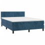 Cama box spring colchón y LED terciopelo azul oscuro 140x190 cm de , Camas y somieres - Ref: Foro24-3134523, Precio: 418,84 €...