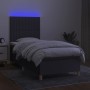Cama box spring colchón y luces LED tela gris oscuro 80x200 cm de , Camas y somieres - Ref: Foro24-3135550, Precio: 337,76 €,...