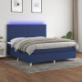 Cama box spring colchón y luces LED tela azul 160x200 cm de , Camas y somieres - Ref: Foro24-3135531, Precio: 551,68 €, Descu...