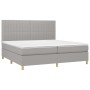 Cama box spring con colchón tela y LED gris claro 200x200 cm de , Camas y somieres - Ref: Foro24-3135621, Precio: 627,68 €, D...