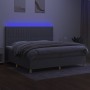 Cama box spring con colchón tela y LED gris claro 200x200 cm de , Camas y somieres - Ref: Foro24-3135621, Precio: 627,68 €, D...