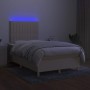 Cama box spring con colchón y LED tela crema 120x200 cm de , Camas y somieres - Ref: Foro24-3135586, Precio: 440,96 €, Descue...