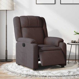 Sillón reclinable eléctrico tela marrón oscuro en Sillones | Comprar online en Foru.es