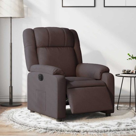 Sillón reclinable eléctrico tela marrón oscuro en Sillones | Comprar online en Foru.es