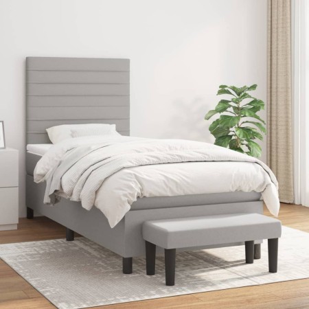 Cama box spring con colchón tela gris claro 80x200 cm de , Camas y somieres - Ref: Foro24-3136629, Precio: 337,82 €, Descuent...