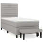 Box spring bed with light gray fabric mattress 80x200 cm by , Beds and slatted bases - Ref: Foro24-3136629, Price: 336,30 €, ...