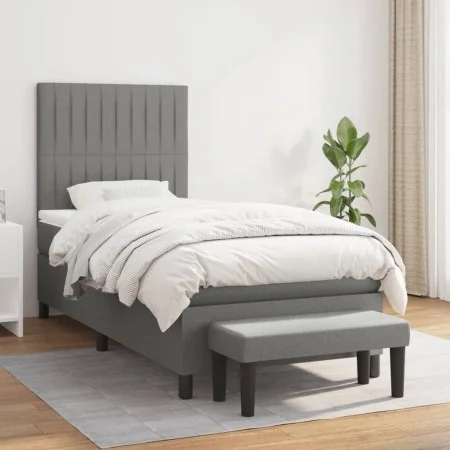 Box spring bed with dark gray fabric mattress 80x200 cm by , Beds and slatted bases - Ref: Foro24-3136710, Price: 380,23 €, D...
