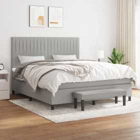 Cama box spring con colchón tela gris claro 160x200 cm de , Camas y somieres - Ref: Foro24-3136765, Precio: 597,20 €, Descuen...