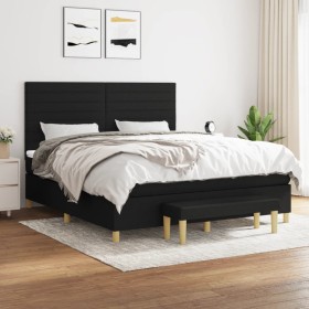 Cama box spring con colchón tela negro 160x200 cm de , Camas y somieres - Ref: Foro24-3137247, Precio: 645,33 €, Descuento: %