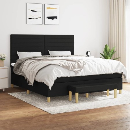Cama box spring con colchón tela negro 160x200 cm de , Camas y somieres - Ref: Foro24-3137247, Precio: 645,33 €, Descuento: %