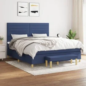 Box spring bed with blue fabric mattress 160x200 cm by , Beds and slatted bases - Ref: Foro24-3137251, Price: 575,39 €, Disco...