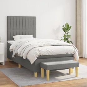 Cama box spring con colchón tela gris oscuro 80x200 cm de , Camas y somieres - Ref: Foro24-3137270, Precio: 352,26 €, Descuen...