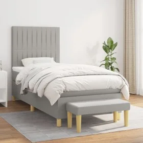 Boxspringbett mit hellgrauer Stoffmatratze 100x200 cm von , Betten und Lattenroste - Ref: Foro24-3137293, Preis: 365,30 €, Ra...