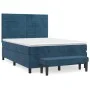 Box spring bed with dark blue velvet mattress 140x190 cm by , Beds and slatted bases - Ref: Foro24-3137903, Price: 505,90 €, ...