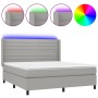Cama box spring colchón y luces LED tela gris claro 160x200 cm de , Camas y somieres - Ref: Foro24-3138405, Precio: 590,08 €,...