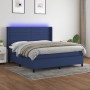 Cama box spring colchón y luces LED tela azul 160x200 cm de , Camas y somieres - Ref: Foro24-3138411, Precio: 549,62 €, Descu...