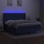Cama box spring colchón y luces LED tela azul 160x200 cm de , Camas y somieres - Ref: Foro24-3138411, Precio: 549,62 €, Descu...