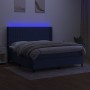 Cama box spring colchón y luces LED tela azul 160x200 cm de , Camas y somieres - Ref: Foro24-3138491, Precio: 570,87 €, Descu...