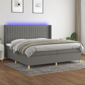 Cama box spring colchón y luces LED tela gris claro 200x200 cm de , Camas y somieres - Ref: Foro24-3139062, Precio: 633,21 €,...