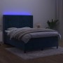 Cama box spring colchón y LED terciopelo azul oscuro 140x200 cm de , Camas y somieres - Ref: Foro24-3139689, Precio: 520,09 €...